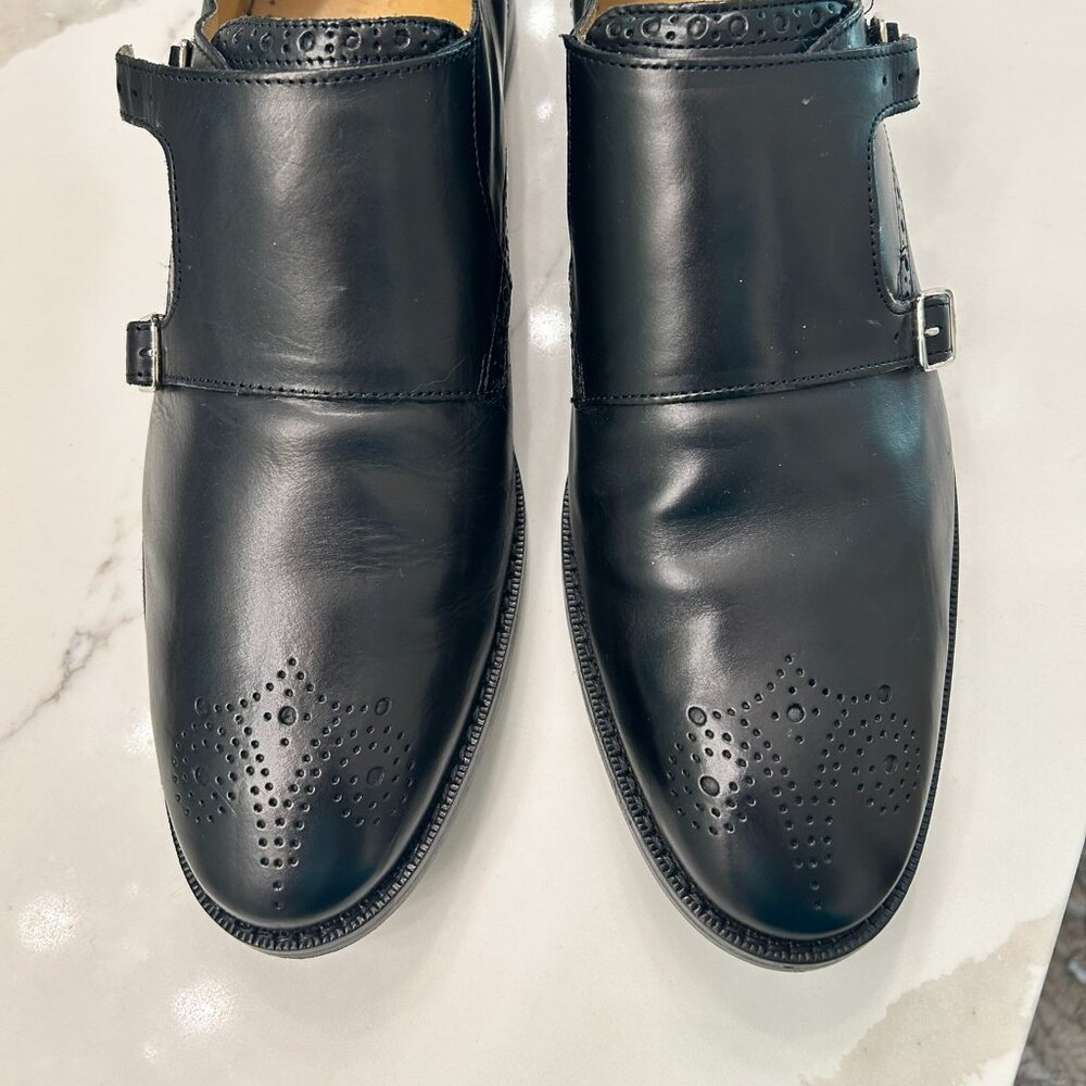 Cole Haan Grand OS Mens Size 9.5 Shoes Black Leather Double Monk Strap Buckles